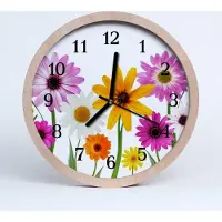 Tulup Holzuhr 20fi cm wanduhr - Blumen Natur
