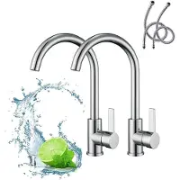 Zelurxx 2 Stück Wasserhahn, Waschtischarmatur, massivem Messing, Keramikpatrone