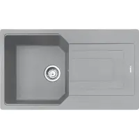 Franke Spüle URBAN UBG 611-86 in STEINGRAU mit Excenterbedienung Drehknopf Edelstahl / Ausschnittmaß 840 x 480 mm R15 / Granitspüle