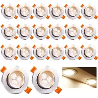 Peviasot 20x LED Einbauleuchte 3W schwenkbar Deckenstrahler Warmweiß 3200K 85mm 245LM für Küche Bad Wohnzimmer
