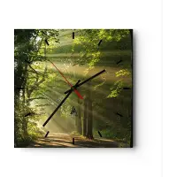 ARTTOR Wanduhr - Quadrat - Glasuhr - Wald Baum Natur - 30x30cm - Schleichendes Uhrwerk - Lautlos - zum Aufhängen bereit - Dekoration Modern - Wanddekoration aus Glas - C3AC30x30-3661