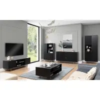 Lomadox Wohnmöbel Set matt schwarz NADOR-132 modern 5-teilig