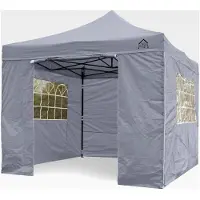 Markenlos 3x3m wasserdichtes Faltpavillon mit 4 Seitenteilen - Metallisch Grau