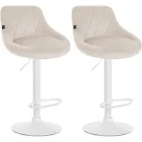 CLP 2er Set Barhocker Lazio Samt weiß creme
