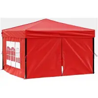 Markenlos Faltbares Partyzelt mit Seitenwänden 3x3 m Rot