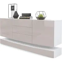 Vladon Sideboard City, Germany, Weiß matt/Sandgrau Hochglanz - Moderne Kommode für Ihr Wohnbereich (178 x 72 x 38 cm)