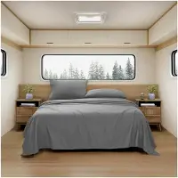 Markenlos Camping-Bettlaken-Set für Queen-Size-Betten, Luftmatratzen-Bettlaken-Set mit integrierten Eckgurten, Grau