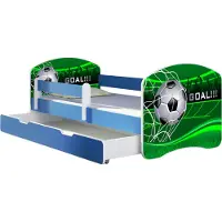 ACMA Jugendbett Kinderbett Junior-Bett Komplett-Set mit Matratze Lattenrost und Rausfallschutz Blau 14 Goal 160x80 + Bettkasten