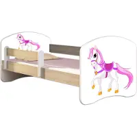 ACMA Jugendbett Kinderbett Junior-Bett Komplett-Set mit Matratze Lattenrost und Rausfallschutz Sonoma 43 Kleines Pferd 160x80
