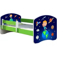 ACMA Jugendbett Kinderbett Junior-Bett Komplett-Set mit Matratze Lattenrost und Rausfallschutz Grün 22 Kosmos 140x70
