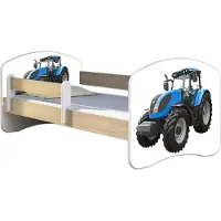 ACMA Jugendbett Kinderbett Junior-Bett Komplett-Set mit Matratze Lattenrost und Rausfallschutz Sonoma 42 Traktor 160x80
