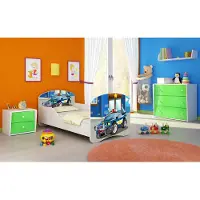 ACMA I Jugendbett Kinderbett Junior-Bett Komplett-Set mit Matratze Lattenrost Weiß 38 Polizei 180x80