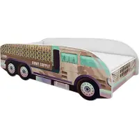 ACMA Jugendbett Kinderbett Auto-Bett Junior LKW-TrackBett Komplett-Set mit Matratze Lattenrost und Rausfallschutz 140x70, 10