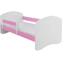 ACMA II Jugendbett Kinderbett 180 x 80 cm Junior-Bett Komplett-Set mit Matratze Lattenrost und Rausfallschutz Weiß / Rosa , Kinderzimmer