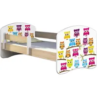ACMA Jugendbett Kinderbett Junior-Bett Komplett-Set mit Matratze Lattenrost und Rausfallschutz Sonoma 31 Eule 140x70