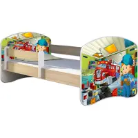 ACMA Jugendbett Kinderbett Junior-Bett Komplett-Set mit Matratze Lattenrost und Rausfallschutz Sonoma 45 Mechaniker 140x70