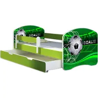 ACMA Jugendbett Kinderbett Junior-Bett Komplett-Set mit Matratze Lattenrost und Rausfallschutz Grün 14 Goal 140x70 + Bettkasten