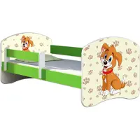 ACMA Jugendbett Kinderbett Junior-Bett Komplett-Set mit Matratze Lattenrost und Rausfallschutz Grün 11 Welpe 140x70
