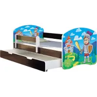 ACMA Jugendbett Kinderbett Junior-Bett Komplett-Set mit Matratze Lattenrost und Rausfallschutz Wenge 32 Ritter 160x80 + Bettkasten