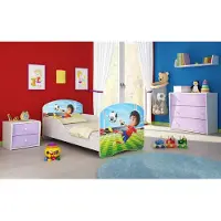 ACMA I Jugendbett Kinderbett Junior-Bett Komplett-Set mit Matratze Lattenrost Weiß 13 Fußballer 140x70