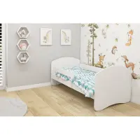 ACMA II Jugendbett Kinderbett Junior-Bett Komplett-Set mit Matratze Lattenrost und Rausfallschutz Weiß / Weiß 180x80 cm