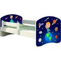 ACMA Jugendbett Kinderbett Junior-Bett Komplett-Set mit Matratze Lattenrost und Rausfallschutz Weiß 22 Kosmos 180x80