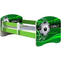 ACMA Jugendbett Kinderbett Junior-Bett Komplett-Set mit Matratze Lattenrost und Rausfallschutz Grün 14 Goal 140x70