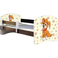 ACMA Jugendbett Kinderbett Junior-Bett Komplett-Set mit Matratze Lattenrost und Rausfallschutz Wenge 11 Welpe 140x70