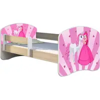 ACMA Jugendbett Kinderbett Junior-Bett Komplett-Set mit Matratze Lattenrost und Rausfallschutz Sonoma 08 Princess 180x80
