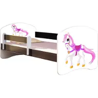 ACMA Jugendbett Kinderbett Junior-Bett Komplett-Set mit Matratze Lattenrost und Rausfallschutz Wenge 43 Kleines Pferd 160x80