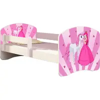 ACMA Jugendbett Kinderbett Junior-Bett Komplett-Set mit Matratze Lattenrost und Rausfallschutz Weiß 08 Princess 140x70