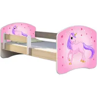 ACMA Jugendbett Kinderbett Junior-Bett Komplett-Set mit Matratze Lattenrost und Rausfallschutz Sonoma 17 Pony 160x80
