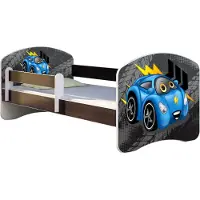 ACMA Jugendbett Kinderbett Junior-Bett Komplett-Set mit Matratze Lattenrost und Rausfallschutz Wenge 04 Rote Auto 180x80