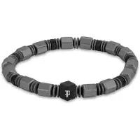 Police PEAGB0083401 Herren-Armband Hexchain Grau/Schwarz