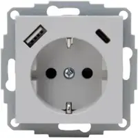 Kopp 297234007 HK07 - Schutzkontakt-Steckdose, USB A/C Anschluss, Farbe: grau matt
