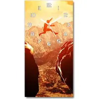 Tulup Wanduhr aus Glas – 30x60 cm - Glasbild - Glasuhr - Gehärtetes Glas -Springe über den Abgrund