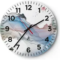 ARTTOR Wanduhr - Rund - Glasuhr - Wellen Berge Fee - 40x40cm - Schleichendes Uhrwerk - Lautlos - zum Aufhängen bereit - Dekoration Modern - Wanddekoration aus Glas - C4AR40x40-4684