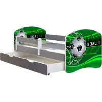 ACMA Jugendbett Kinderbett Junior-Bett Komplett-Set mit Matratze Lattenrost und Rausfallschutz Grau 14 Goal !!! 180x80 + Bettkasten