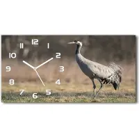 Tulup Wanduhr aus Glas – 60x30 cm - Glasbild - Glasuhr - Gehärtetes Glas - weisse-zeiger - Reiher