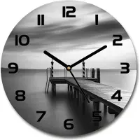 Tulup Wanduhr aus Glas 30fi Glasbild Glasuhr Gehärtetes Glas - schwarze-zeiger - Pier at the lake