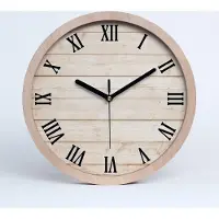 Tulup Holzuhr 30fi cm wanduhr - schwarze Spitzen - Holzuntergrund