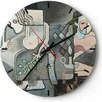 ARTTOR Wanduhr - Rund - Glasuhr - Abstraktion modern - 40x40cm - Schleichendes Uhrwerk - Lautlos - zum Aufhängen bereit - Dekoration Modern - Wanddekoration aus Glas - C3AR40x40-3740