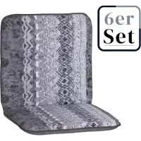 Green Spirit 6er Set Niedriglehner Auflage Elbasan, Motiv - gestreift, grau, 96x47x5cm
