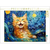 CALVENDO Puzzle Katze Im Stil von Vincent van Gogh | 2000 Teile Lege-Größe 90x67cm Foto-Puzzle für glückliche Stunden