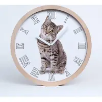 Tulup Holzuhr 30fi cm wanduhr - weiße Spitzen - stilvolle Katze