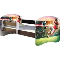ACMA Jugendbett Kinderbett Junior-Bett Komplett-Set mit Matratze Lattenrost und Rausfallschutz Wenge 37 Fußballer 2 180x80