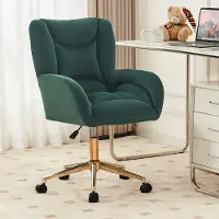 Aiorber Bürostuhl, 360° drehbar, höhenverstellbar, Samtstoff, bequem, Metallgestell, Drehstuhl, 64 x 62 x 92,5 cm, für Büro, Schlafzimmer, Grün