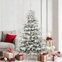 vidaXL "Schlussverkauf" Künstlicher klappbarer Weihnachtsbaum(1 pc) - Kunstbaum/Tannenbaum - Weiß 180 cm PE und PVC C7442