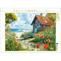 CALVENDO Puzzle Mohnblumen am Strandhaus | 1000 Teile Lege-Größe 64x48cm Foto-Puzzle für glückliche Stunden