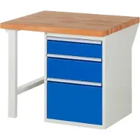 RAU Werkbank mit 3 Schubladen - Teilauszug - 150:1 / 210:1 / 360:1 - 890 x 1.000 x 900 mm (HxBxT) - Traglast 1.000 kg - Buche